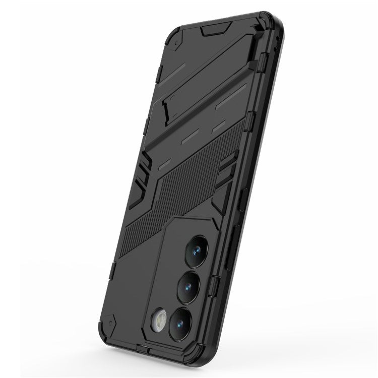 For vivo Y200e 5G Case PC+TPU Drop-Proof Shell Kickstand Phone Cover - Black