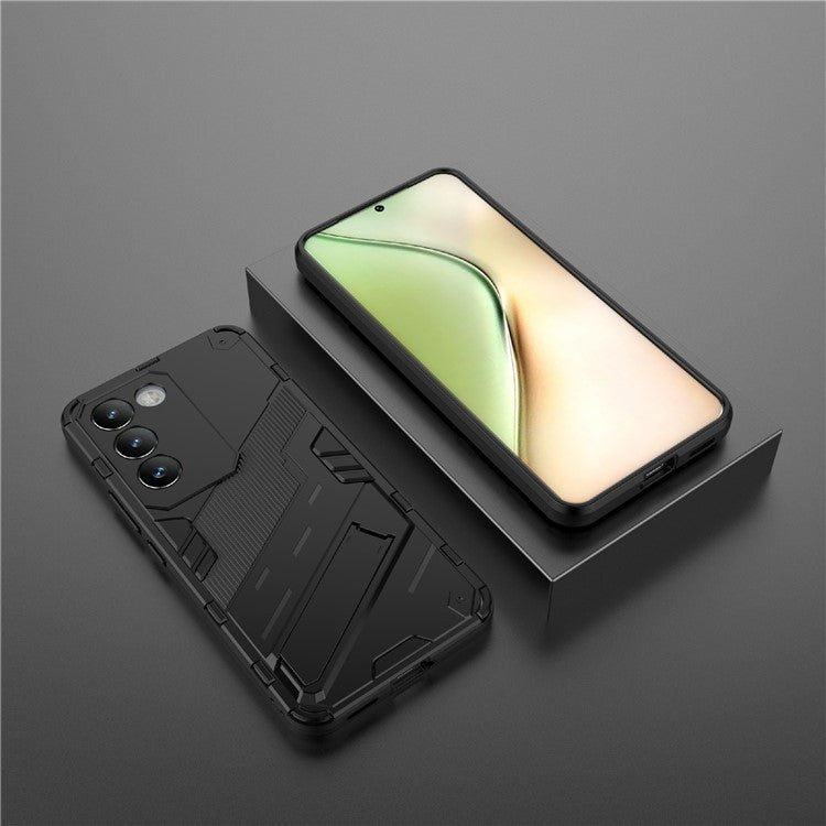 For vivo Y200e 5G Case PC+TPU Drop-Proof Shell Kickstand Phone Cover - Black