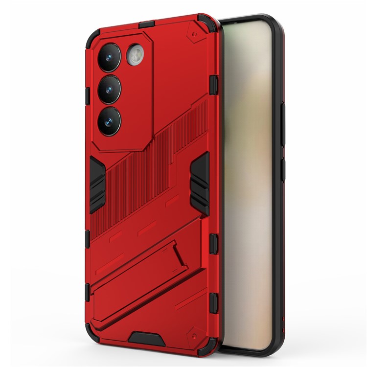 For vivo Y200e 5G Case PC+TPU Drop-Proof Shell Kickstand Phone Cover - Red