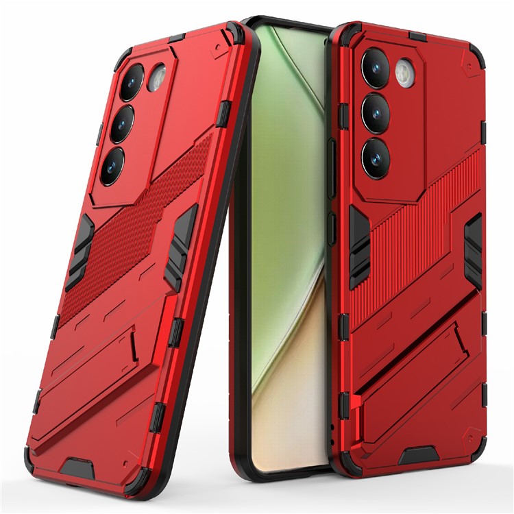 For vivo Y200e 5G Case PC+TPU Drop-Proof Shell Kickstand Phone Cover - Red