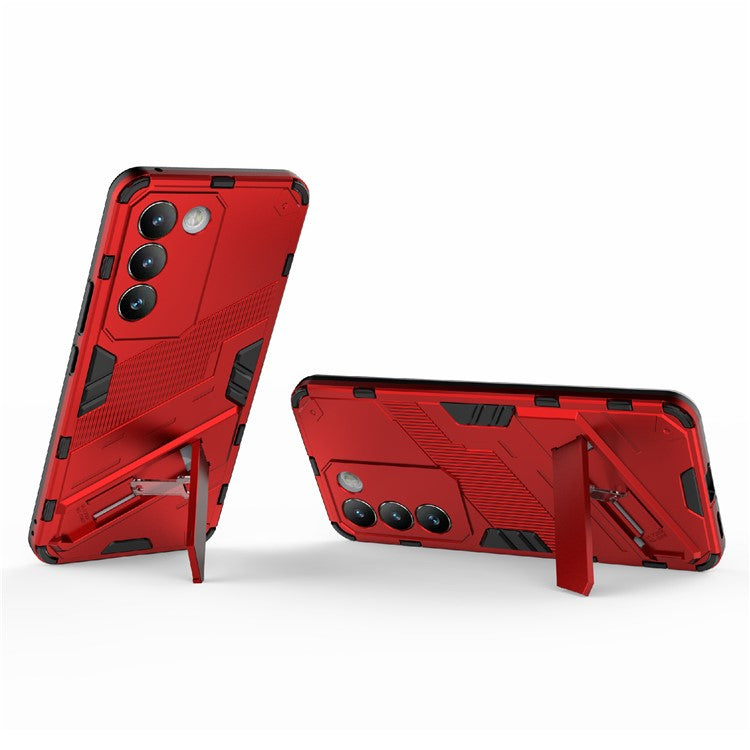 For vivo Y200e 5G Case PC+TPU Drop-Proof Shell Kickstand Phone Cover - Red