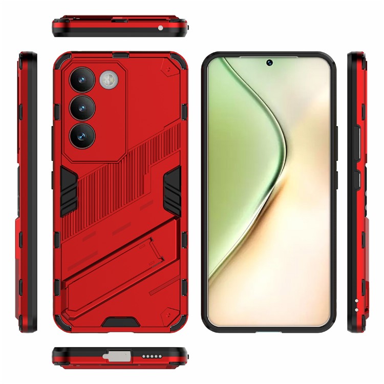 For vivo Y200e 5G Case PC+TPU Drop-Proof Shell Kickstand Phone Cover - Red