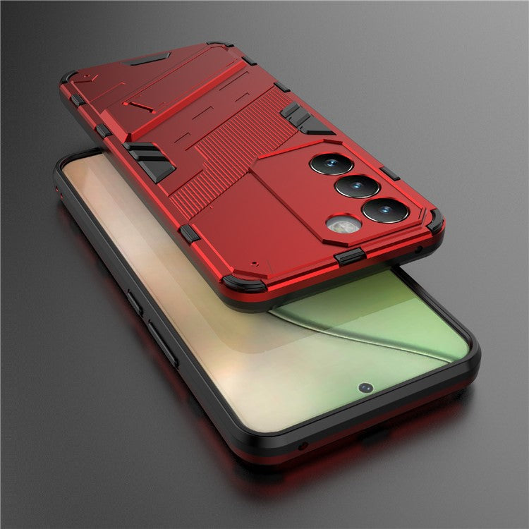 For vivo Y200e 5G Case PC+TPU Drop-Proof Shell Kickstand Phone Cover - Red