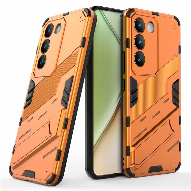 For vivo Y200e 5G Case PC+TPU Drop-Proof Shell Kickstand Phone Cover - Orange