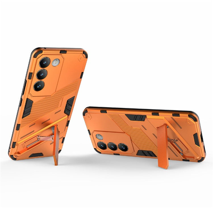 For vivo Y200e 5G Case PC+TPU Drop-Proof Shell Kickstand Phone Cover - Orange