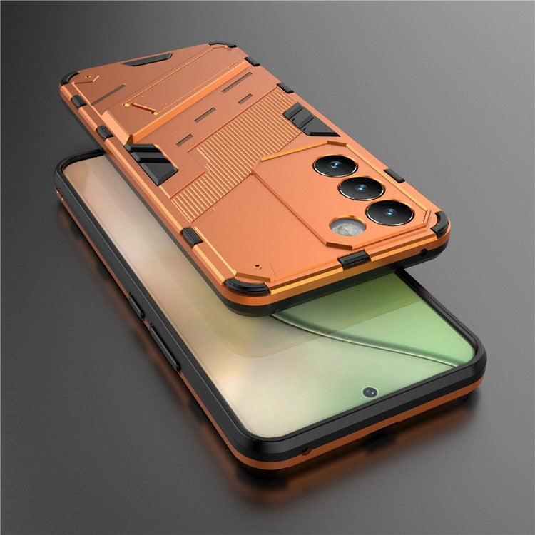 For vivo Y200e 5G Case PC+TPU Drop-Proof Shell Kickstand Phone Cover - Orange