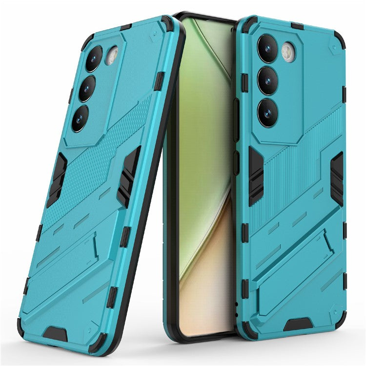 For vivo Y200e 5G Case PC+TPU Drop-Proof Shell Kickstand Phone Cover - Baby Blue