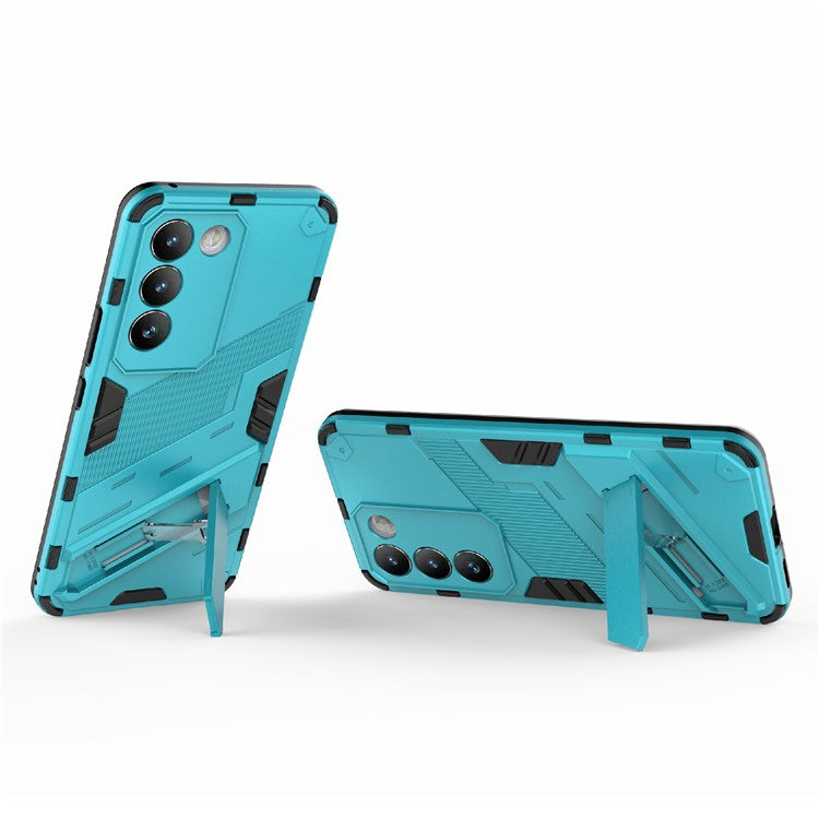 For vivo Y200e 5G Case PC+TPU Drop-Proof Shell Kickstand Phone Cover - Baby Blue