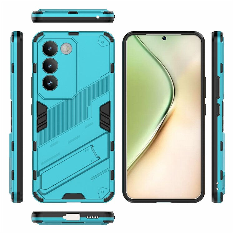 For vivo Y200e 5G Case PC+TPU Drop-Proof Shell Kickstand Phone Cover - Baby Blue