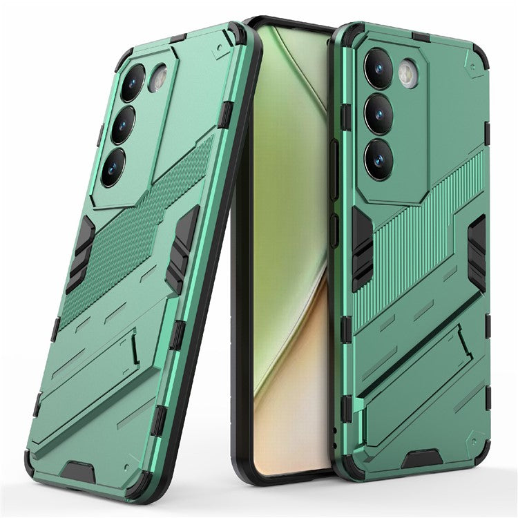 For vivo Y200e 5G Case PC+TPU Drop-Proof Shell Kickstand Phone Cover - Green