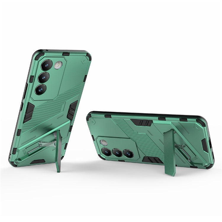 For vivo Y200e 5G Case PC+TPU Drop-Proof Shell Kickstand Phone Cover - Green