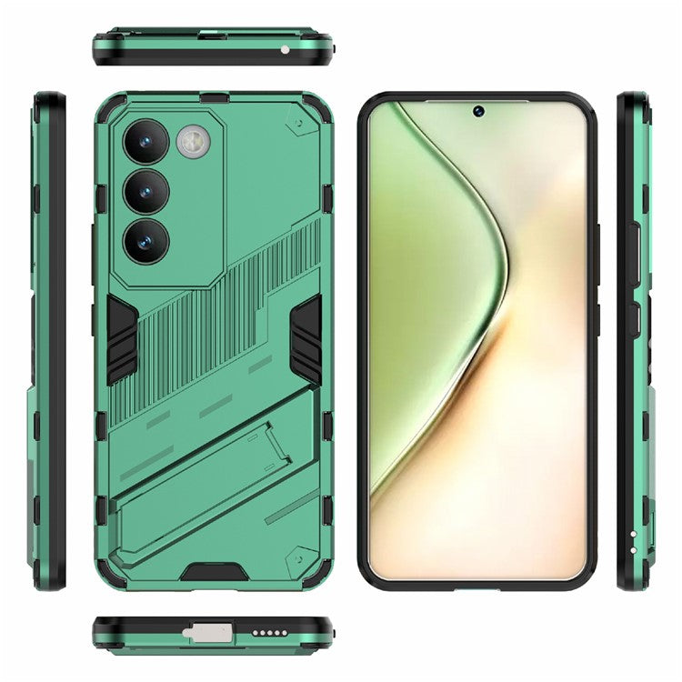 For vivo Y200e 5G Case PC+TPU Drop-Proof Shell Kickstand Phone Cover - Green