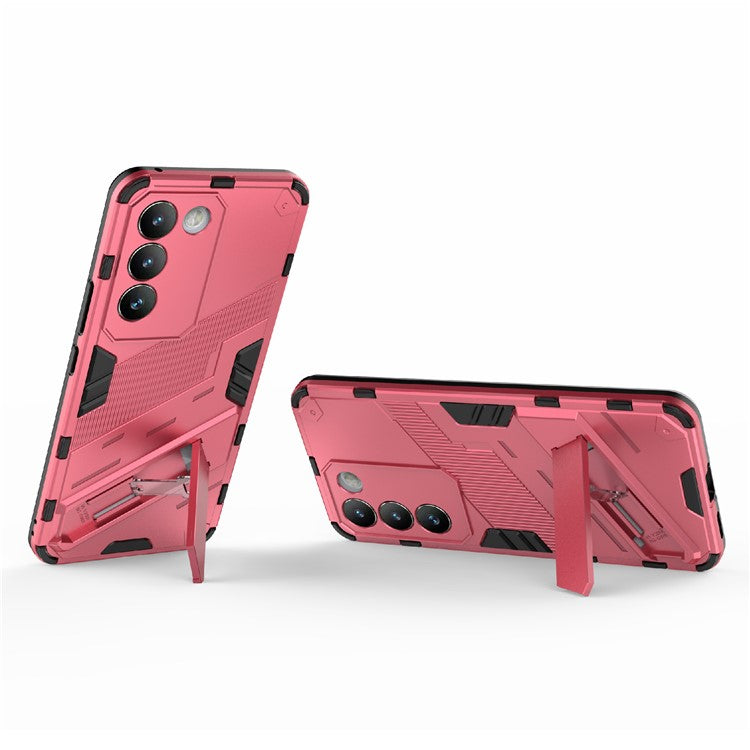 For vivo Y200e 5G Case PC+TPU Drop-Proof Shell Kickstand Phone Cover - Rose