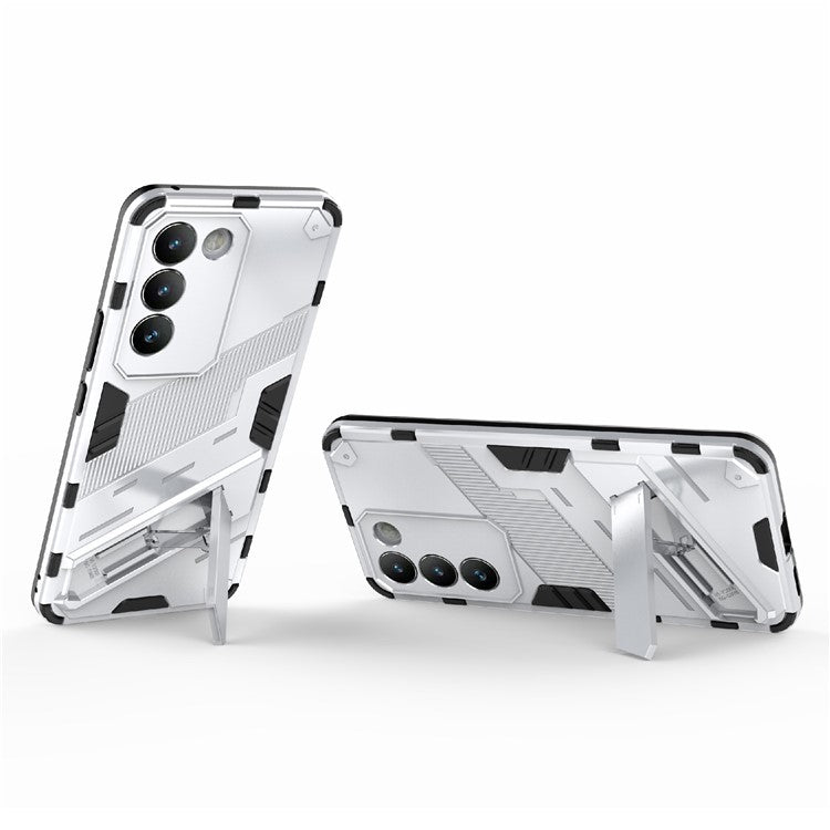 For vivo Y200e 5G Case PC+TPU Drop-Proof Shell Kickstand Phone Cover - White