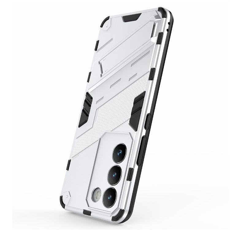 For vivo Y200e 5G Case PC+TPU Drop-Proof Shell Kickstand Phone Cover - White