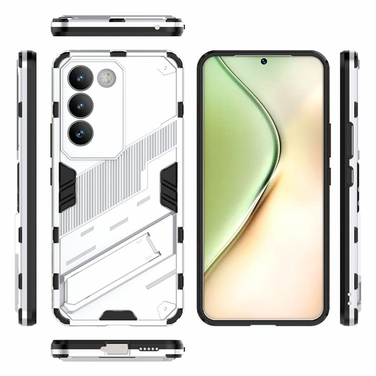 For vivo Y200e 5G Case PC+TPU Drop-Proof Shell Kickstand Phone Cover - White