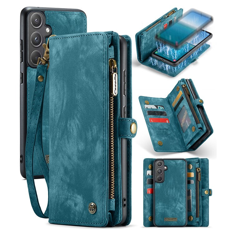 CASEME 008 Series for Samsung Galaxy A55 5G Case Detachable Wallet Phone Cover with Hand Strap - Blue