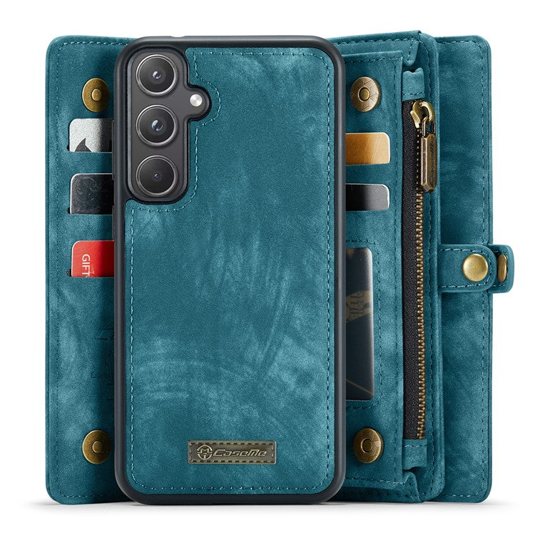 CASEME 008 Series for Samsung Galaxy A55 5G Case Detachable Wallet Phone Cover with Hand Strap - Blue