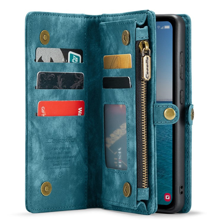 CASEME 008 Series for Samsung Galaxy A55 5G Case Detachable Wallet Phone Cover with Hand Strap - Blue