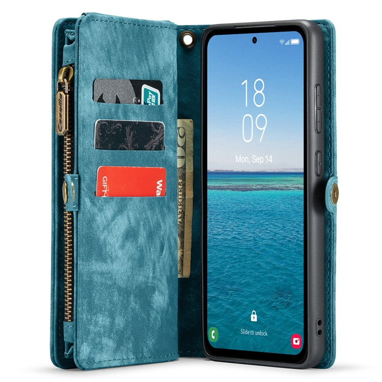 CASEME 008 Series for Samsung Galaxy A55 5G Case Detachable Wallet Phone Cover with Hand Strap - Blue