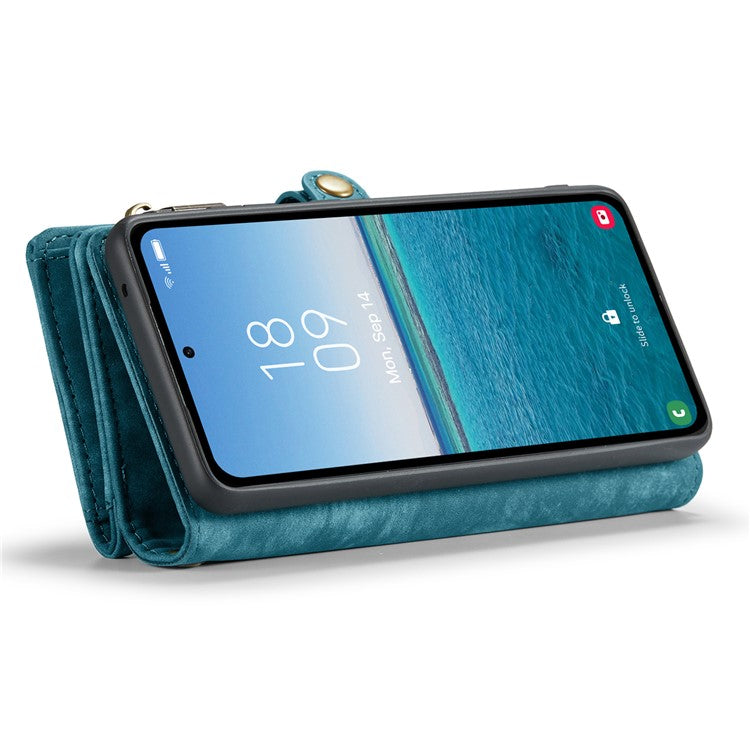 CASEME 008 Series for Samsung Galaxy A55 5G Case Detachable Wallet Phone Cover with Hand Strap - Blue