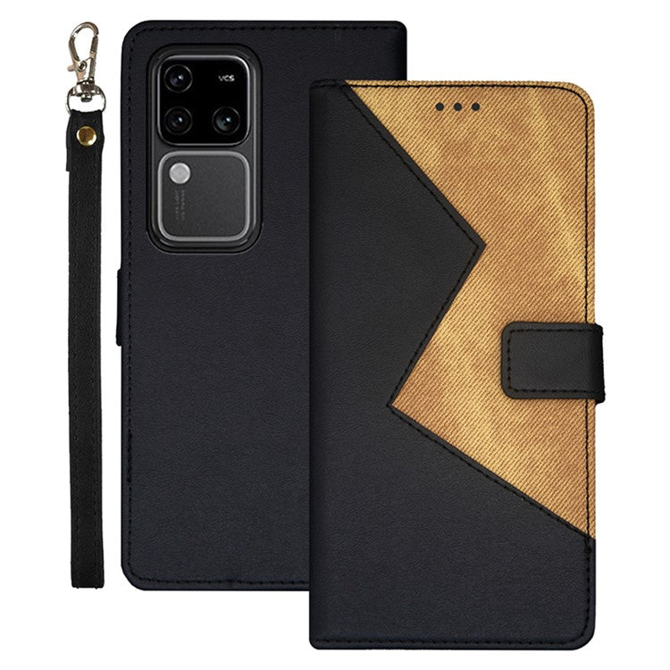 IDEWEI For vivo V30 Pro 5G Case Card Slots Holder Folio PU Leather Phone Cover - Black