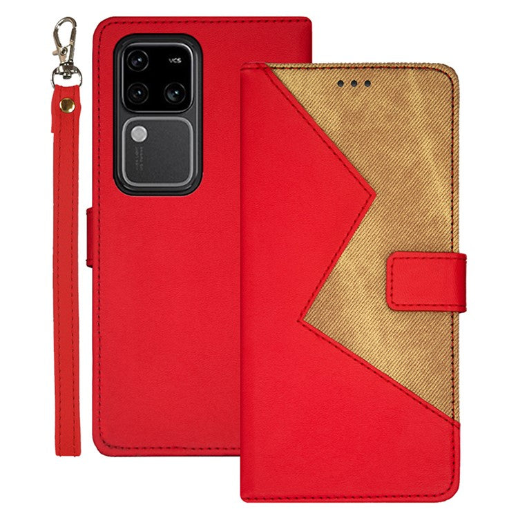 IDEWEI For vivo V30 Pro 5G Case Card Slots Holder Folio PU Leather Phone Cover - Red