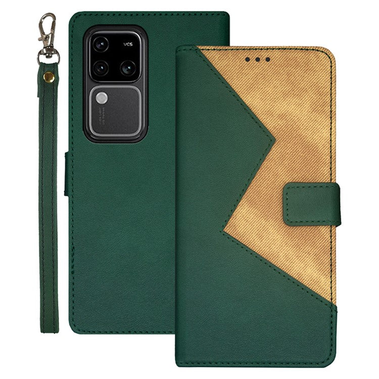 IDEWEI For vivo V30 Pro 5G Case Card Slots Holder Folio PU Leather Phone Cover - Green