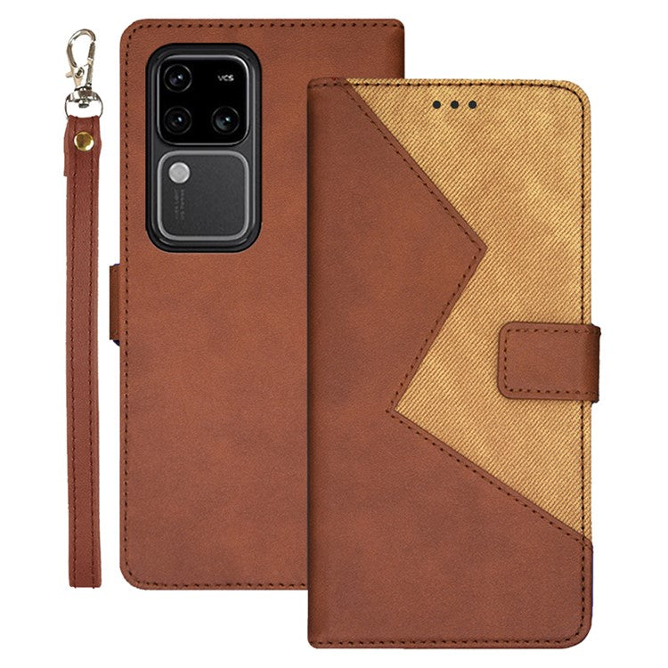 IDEWEI For vivo V30 Pro 5G Case Card Slots Holder Folio PU Leather Phone Cover - Brown