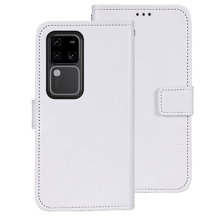 IDEWEI For vivo V30 Pro 5G Case PU Leather Wallet Stand Phone Cover - White