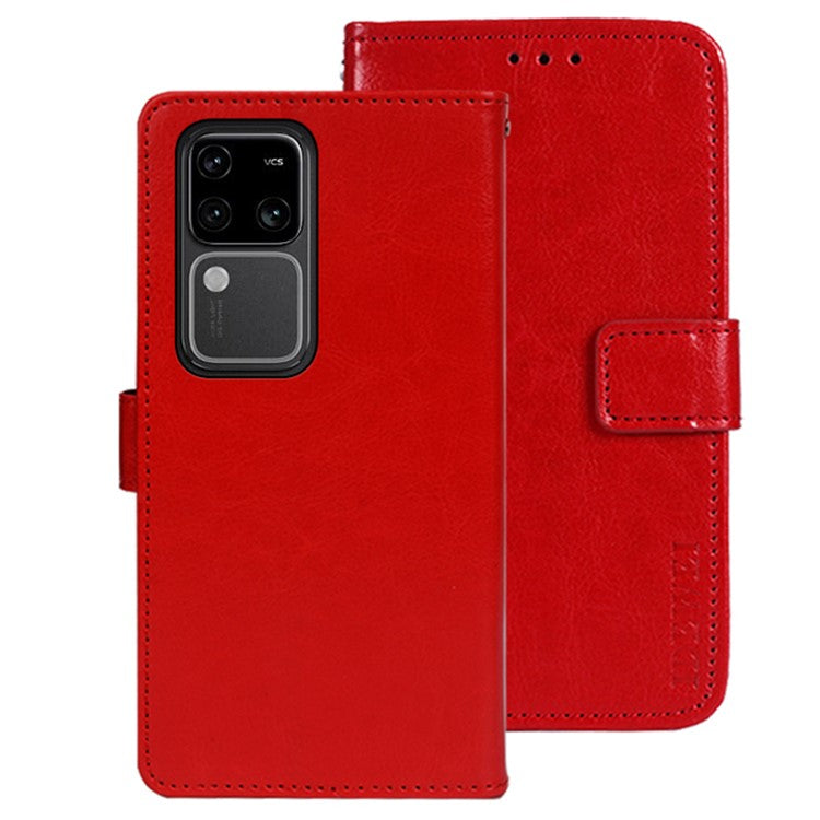 IDEWEI For vivo V30 Pro 5G Case PU Leather Wallet Stand Phone Cover - Red