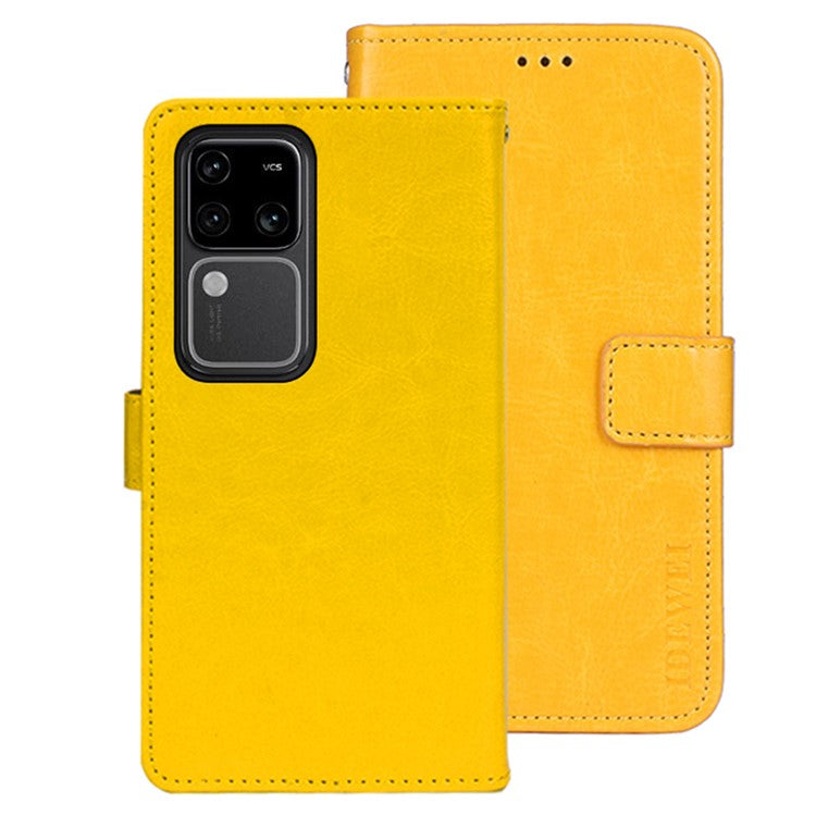 IDEWEI For vivo V30 Pro 5G Case PU Leather Wallet Stand Phone Cover - Yellow