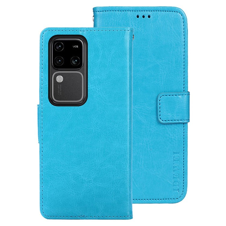 IDEWEI For vivo V30 Pro 5G Case PU Leather Wallet Stand Phone Cover - Sky Blue