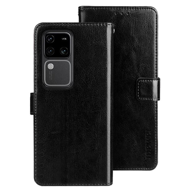 IDEWEI For vivo V30 Pro 5G Case PU Leather Wallet Stand Phone Cover - Black