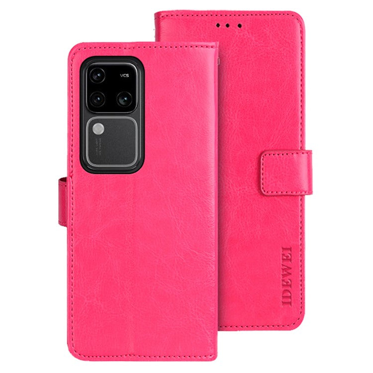 IDEWEI For vivo V30 Pro 5G Case PU Leather Wallet Stand Phone Cover - Rose