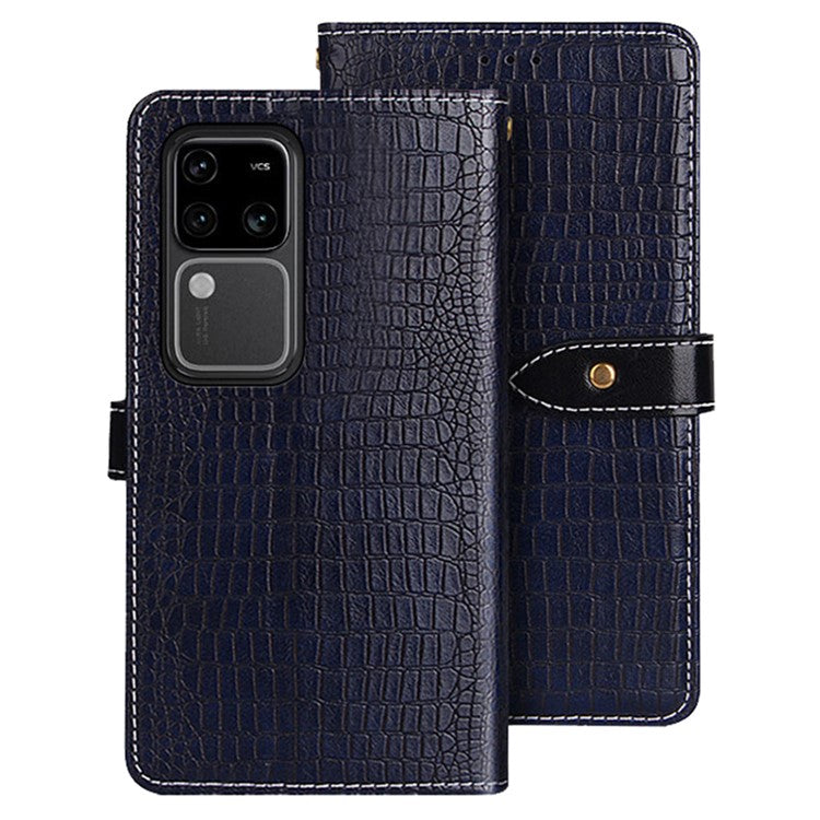 IDEWEI For vivo V30 Pro 5G Case PU Leather Crocodile Texture Flip Wallet Phone Cover - Blue