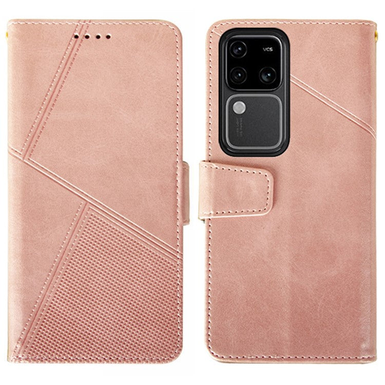 IDEWEI For vivo V30 Pro 5G Leather Case Card Slots Wallet Calf Texture Phone Cover - Pink