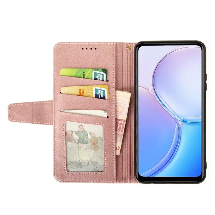 IDEWEI For vivo V30 Pro 5G Leather Case Card Slots Wallet Calf Texture Phone Cover - Pink