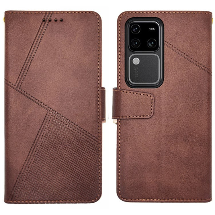 IDEWEI For vivo V30 Pro 5G Leather Case Card Slots Wallet Calf Texture Phone Cover - Brown