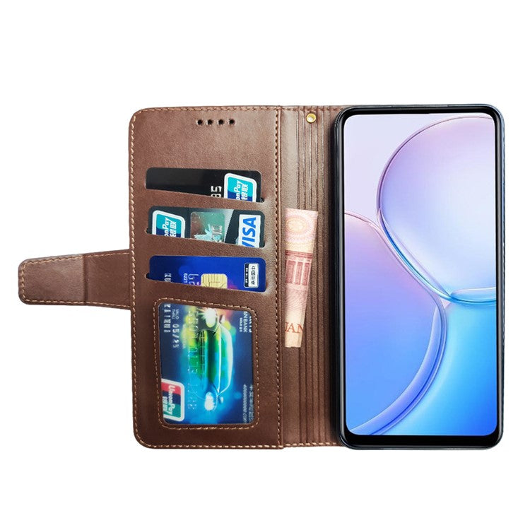 IDEWEI For vivo V30 Pro 5G Leather Case Card Slots Wallet Calf Texture Phone Cover - Brown