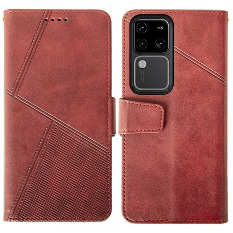 IDEWEI For vivo V30 Pro 5G Leather Case Card Slots Wallet Calf Texture Phone Cover - Red