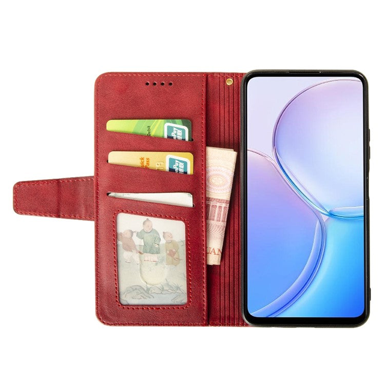 IDEWEI For vivo V30 Pro 5G Leather Case Card Slots Wallet Calf Texture Phone Cover - Red