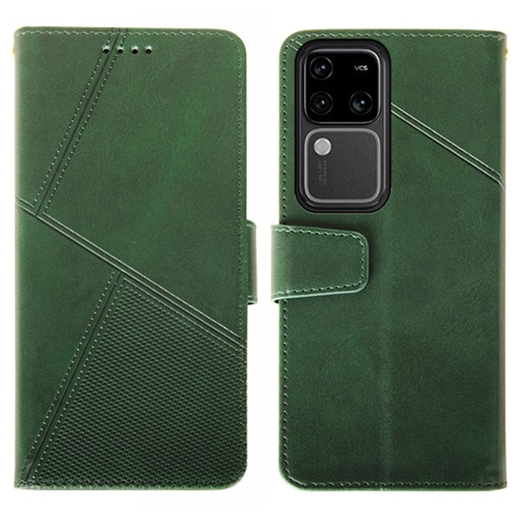 IDEWEI For vivo V30 Pro 5G Leather Case Card Slots Wallet Calf Texture Phone Cover - Green