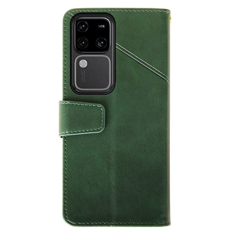 IDEWEI For vivo V30 Pro 5G Leather Case Card Slots Wallet Calf Texture Phone Cover - Green