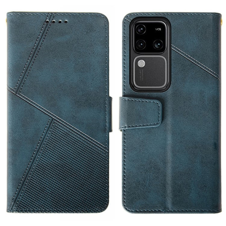 IDEWEI For vivo V30 Pro 5G Leather Case Card Slots Wallet Calf Texture Phone Cover - Blue