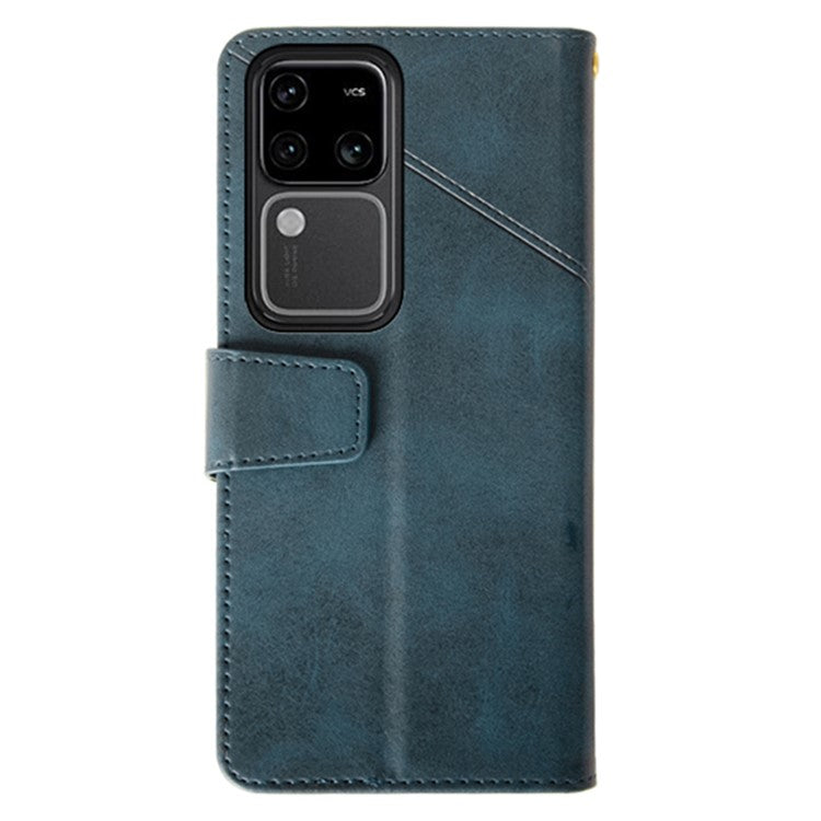 IDEWEI For vivo V30 Pro 5G Leather Case Card Slots Wallet Calf Texture Phone Cover - Blue