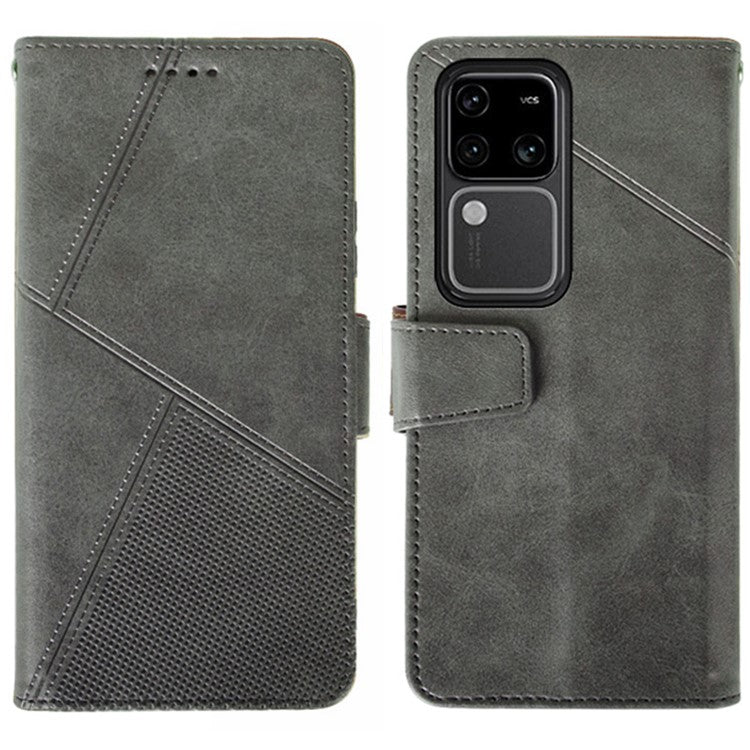 IDEWEI For vivo V30 Pro 5G Leather Case Card Slots Wallet Calf Texture Phone Cover - Grey