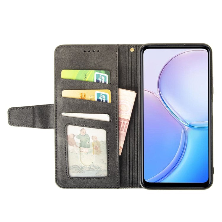 IDEWEI For vivo V30 Pro 5G Leather Case Card Slots Wallet Calf Texture Phone Cover - Grey