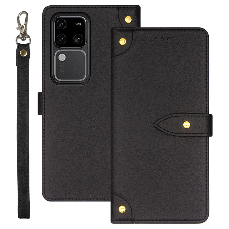 IDEWEI For vivo V30 Pro 5G Case Anti-Scratch PU Leather Card Slots Cell Phone Cover - Black