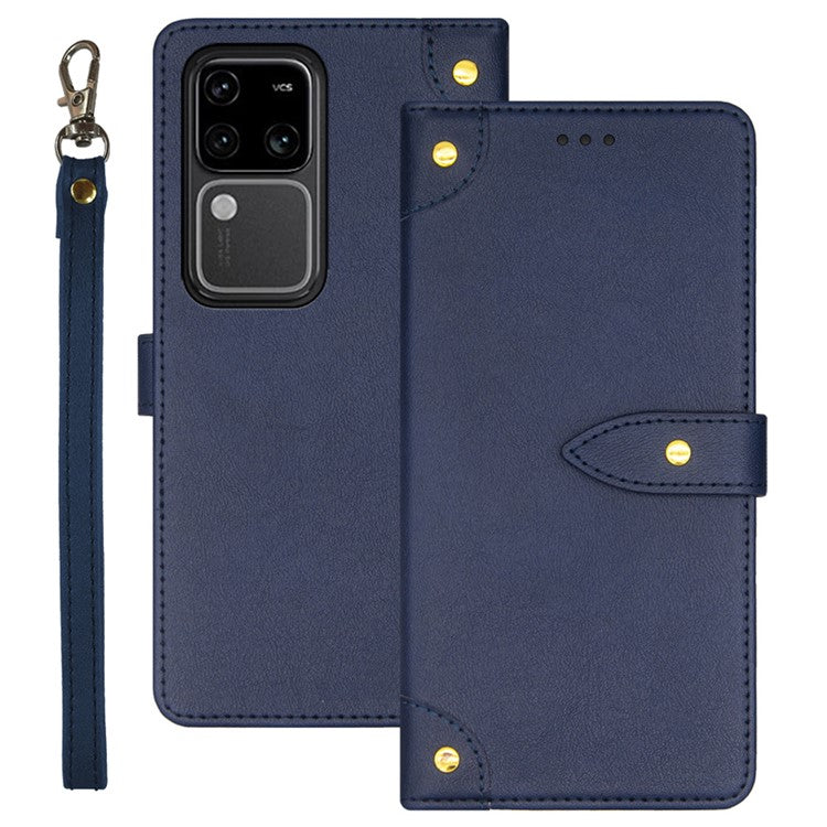 IDEWEI For vivo V30 Pro 5G Case Anti-Scratch PU Leather Card Slots Cell Phone Cover - Blue